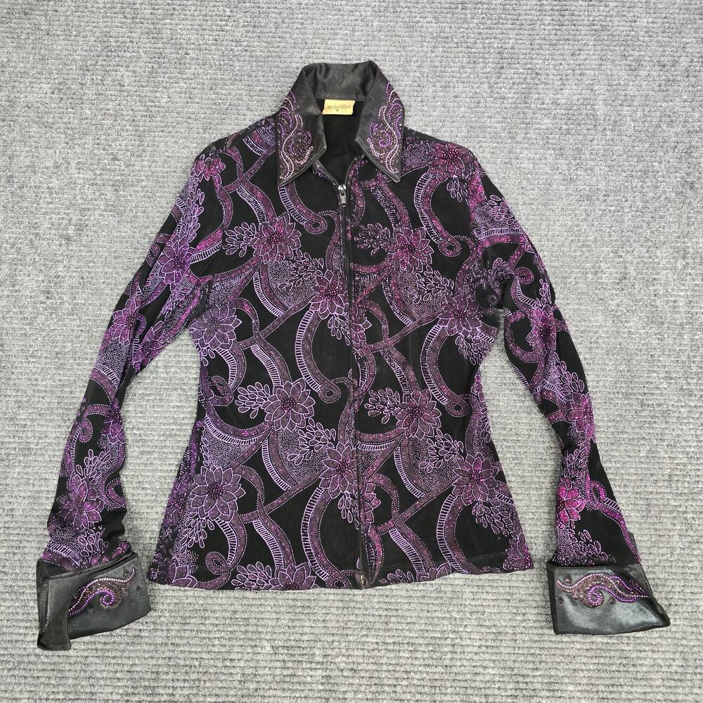 1849 Authentic Ranchwear Slinky Show Jacket Western Rhinestone Purple M USA
